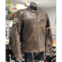 RICONDI THE BRUXNER PERFORATED LEATHER JACKET BROWN 