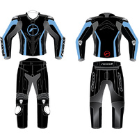 LADIES GP EVO 2PC SUIT BLACK/ SKY BLUE