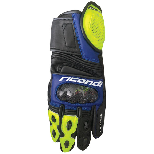 RICONDI KID RACER GLOVES BLUE FLURO YELLOW S