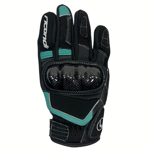 RICONDI SUPERMOTO TEXTILE LADIES GLOVES BLACK AQUA L