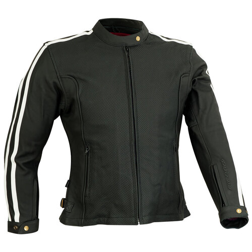 RICONDI LADIES MT GLORIOUS PERFORATED LEATHER JACKET BLACK WHITE 6