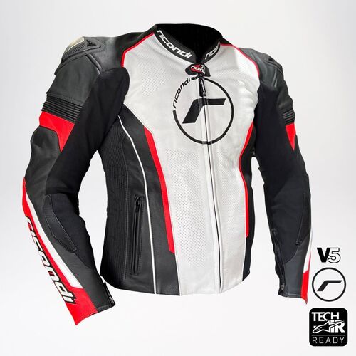 RICONDI RACING SERIES V5 JACKET WHITE BLACK FLURO RED XXL (58)