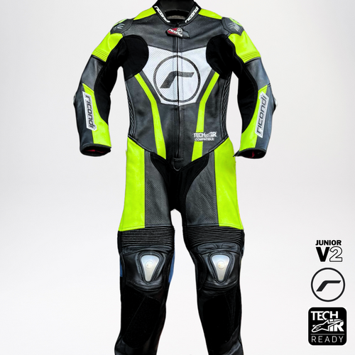 RICONDI JUNIOR RACING SERIES V2 SUIT BLACK FLURO YELLOW WHITE 10