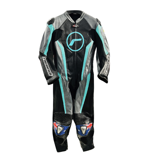 RICONDI RACING SERIES LADIES SUIT BLACK GUNMETAL SKY BLUE 10