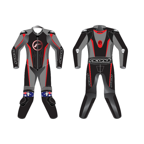 RICONDI RACING SERIES TALL SUIT BLACK GREY NEON ORANGE XXS (46)