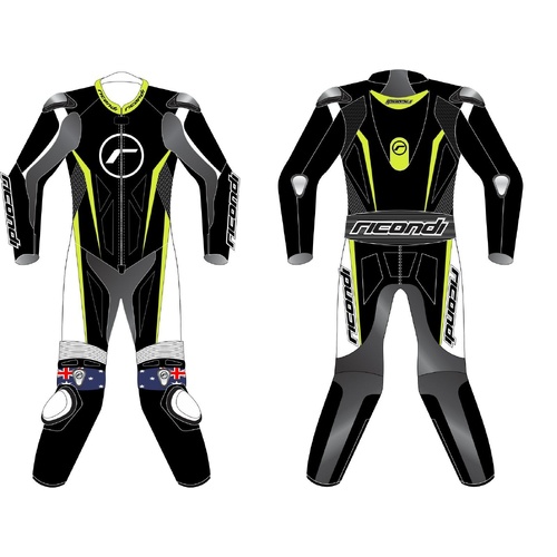 RICONDI RACING SERIES TALL SUIT BLACK NEON YELLOW XS (48)