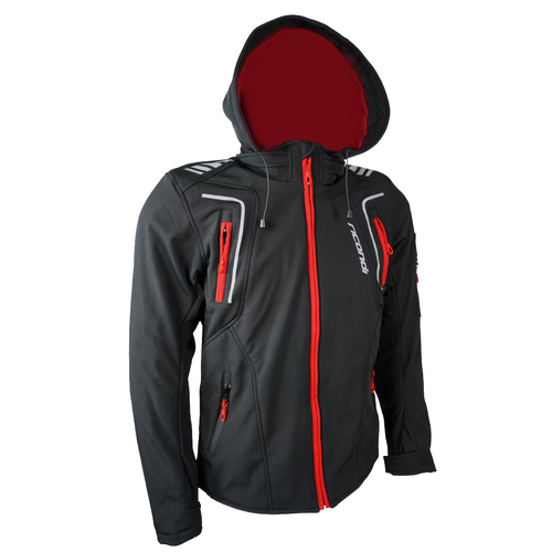 RICONDI MENS ALL SEASON SOFTSHELL JACKET BLACK RED 3XL